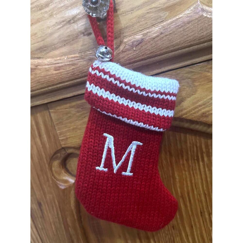 Mini Christmas Stocking Letter M Wondershop Monogram Knit Target Red White 8”